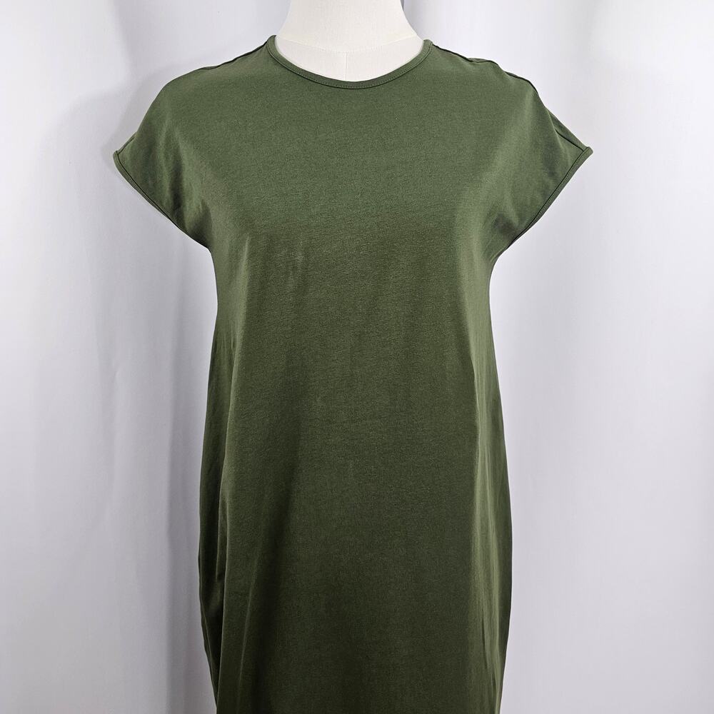 Universal Standard Geneva Green Asymmetrical Cotton Midi Dress Size 4XS/0 NWT - Picture 3 of 13